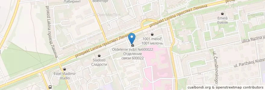 Mapa de ubicacion de Отделение связи №600022 en Rússia, Distrito Federal Central, Владимирская Область, Городской Округ Владимир.