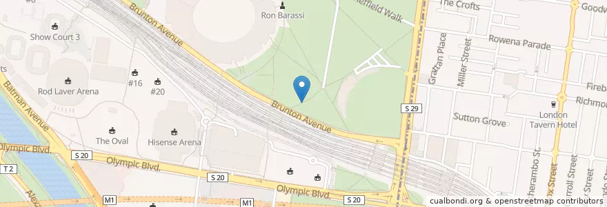 Mapa de ubicacion de Yarra Park Car Park - Gate 7 (Non-Public) en 澳大利亚, 维多利亚州, City Of Melbourne.