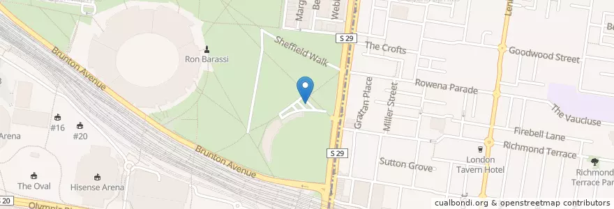 Mapa de ubicacion de Richmond Football Club Car Park en Austrália, Victoria, City Of Yarra, City Of Melbourne.
