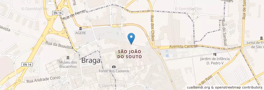 Mapa de ubicacion de Farmácia Central en البرتغال, المنطقة الشمالية (البرتغال), براغا, كافادو, براغا, São José De São Lázaro E São João Do Souto.