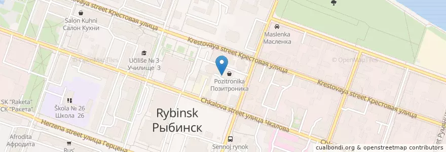 Mapa de ubicacion de ТНТ-Рыбинск en Rusland, Centraal Federaal District, Oblast Jaroslavl, Рыбинский Район, Городской Округ Рыбинск.
