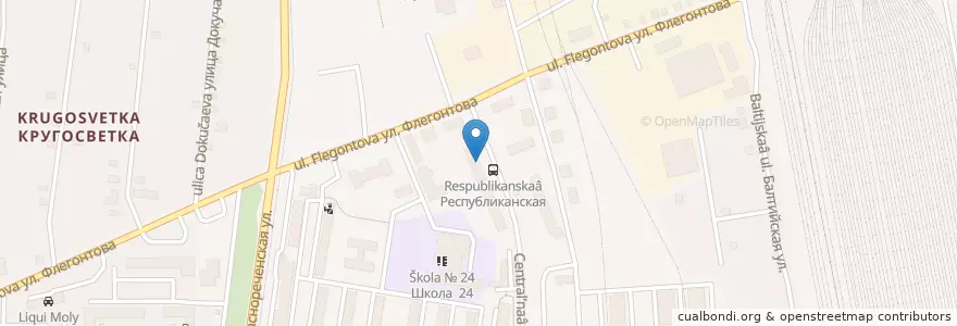 Mapa de ubicacion de Отделение связи 680023 en ロシア, 極東連邦管区, ハバロフスク地方, ハバロフスク地区.