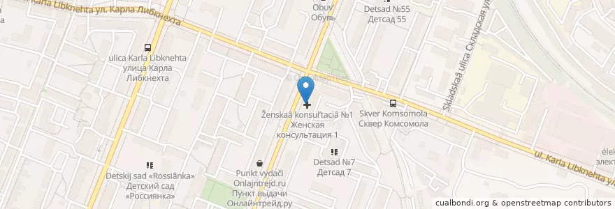 Mapa de ubicacion de Женская консультация №1 en ロシア, 中央連邦管区, カルーガ州, Городской Округ Калуга.