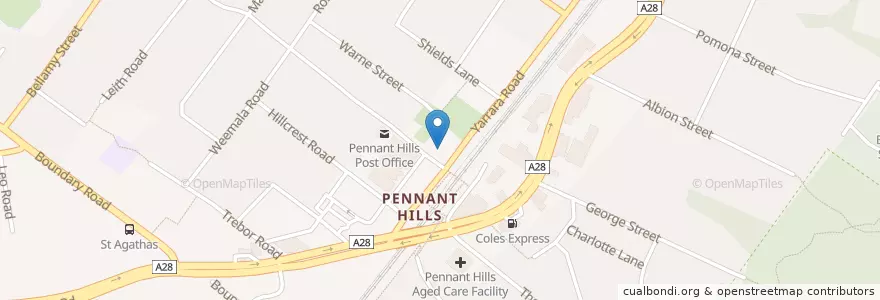 Mapa de ubicacion de Pennant Hills Library en Australia, Nueva Gales Del Sur, The Council Of The Shire Of Hornsby, Sydney.