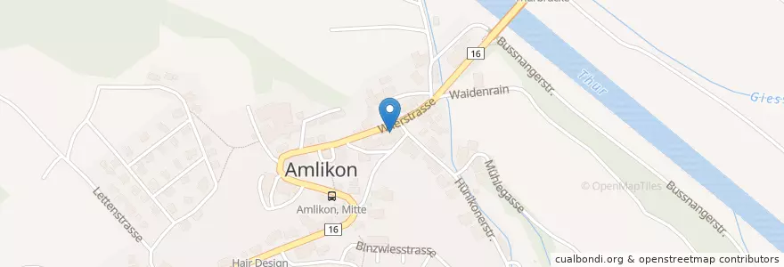 Mapa de ubicacion de Postagentur Amlikon-Bissegg;Dorfladen en Suiza, Turgovia, Bezirk Weinfelden, Amlikon-Bissegg.
