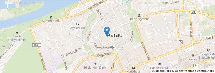 Mapa de ubicacion de Restaurant Altstadt en Suisse, Argovie, Bezirk Aarau, Aarau.