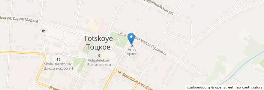 Mapa de ubicacion de Архив en ロシア, 沿ヴォルガ連邦管区, オレンブルク州, トーツコエ地区, Тоцкий Сельсовет.