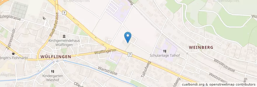 Mapa de ubicacion de Schloss Wülflingen en İsviçre, Zürih, Bezirk Winterthur, Winterthur.