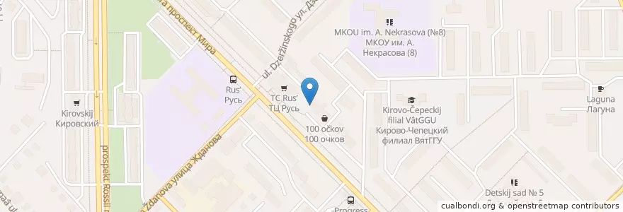 Mapa de ubicacion de Аптека со склада en Russland, Föderationskreis Wolga, Oblast Kirow, Городской Округ Кирово-Чепецк.