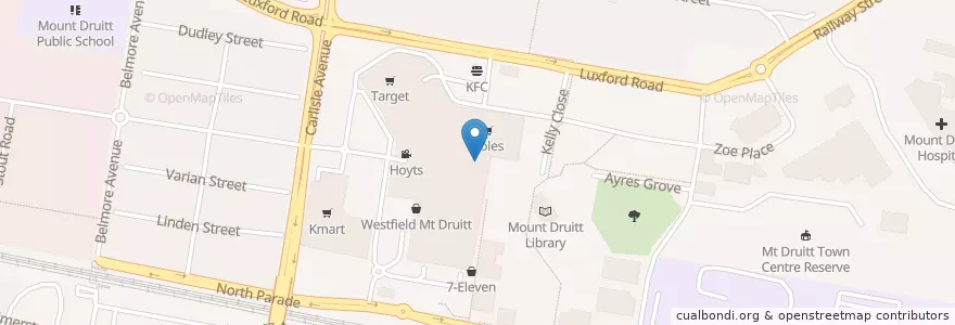 Mapa de ubicacion de Australia Post en Austrália, Nova Gales Do Sul, Sydney, Blacktown City Council.