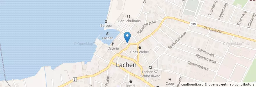 Mapa de ubicacion de Restaurant zum Kreuzplatz en Suíça, Schwyz, March, Lachen.