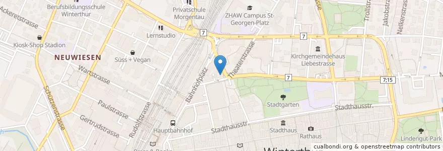 Mapa de ubicacion de Cotton Corner Bar en Svizzera, Zurigo, Bezirk Winterthur, Winterthur.