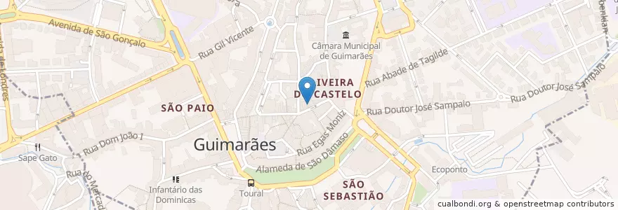 Mapa de ubicacion de Nora do Zé da Curva en البرتغال, المنطقة الشمالية (البرتغال), براغا, Ave, Guimarães, Oliveira, São Paio E São Sebastião.