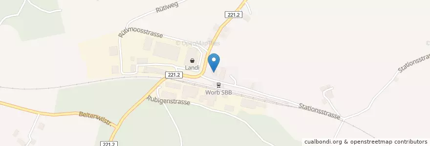Mapa de ubicacion de Restaurant Bahnhof en 스위스, 베른, Verwaltungsregion Bern-Mittelland, Verwaltungskreis Bern-Mittelland, Worb.