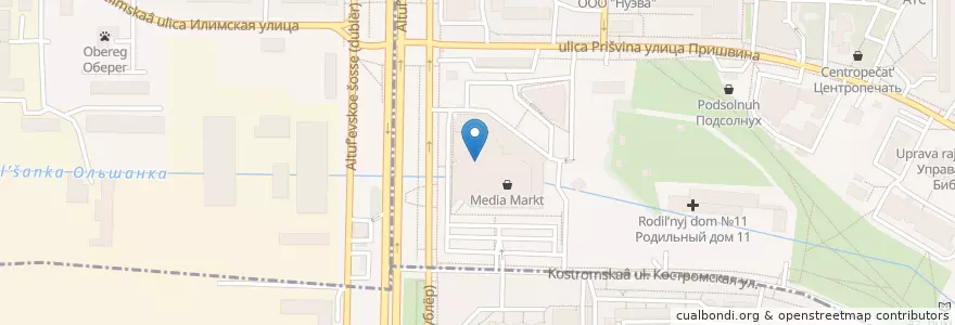 Mapa de ubicacion de Пицца Фреска en Russia, Distretto Federale Centrale, Москва, Северо-Восточный Административный Округ, Район Бибирево.