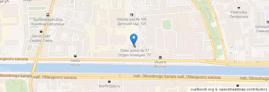 Mapa de ubicacion de Отдел полиции № 77 en Russie, District Fédéral Du Nord-Ouest, Oblast De Léningrad, Saint-Pétersbourg, Адмиралтейский Район, Екатерингофский Округ.