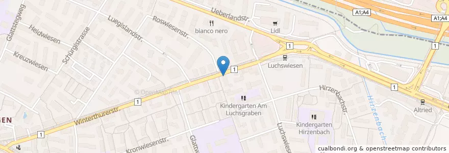 Mapa de ubicacion de Migrol Tankstelle Schwamendingen en سوئیس, زوریخ, Bezirk Zürich, Zürich.