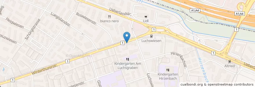 Mapa de ubicacion de Take Away NAN en Switzerland, Zurich, District Zurich, Zurich.