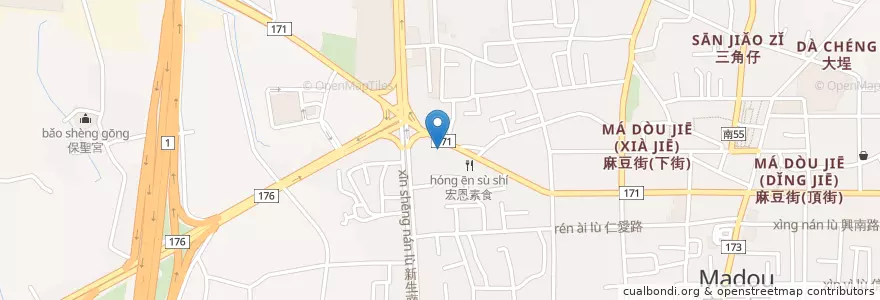 Mapa de ubicacion de 外省麵 en 타이완, 타이난 시, 마더우구.