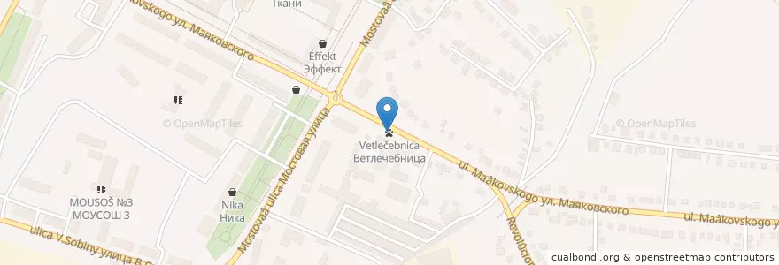 Mapa de ubicacion de Ветлечебница en روسيا, Центральный Федеральный Округ, Белгородская Область, Алексеевский Городской Округ.
