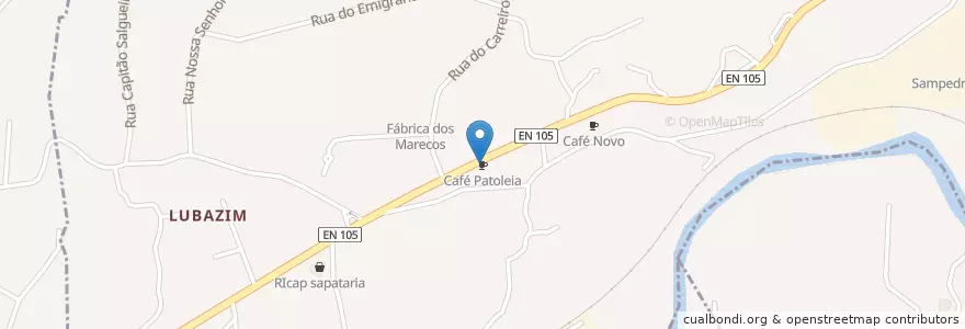 Mapa de ubicacion de Café Patoleia en Portugal, Norte, Braga, Ave, Guimarães, Lordelo.