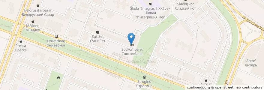 Mapa de ubicacion de Совкомбанк en روسيا, Центральный Федеральный Округ, Москва, Северо-Западный Административный Округ, Район Строгино.