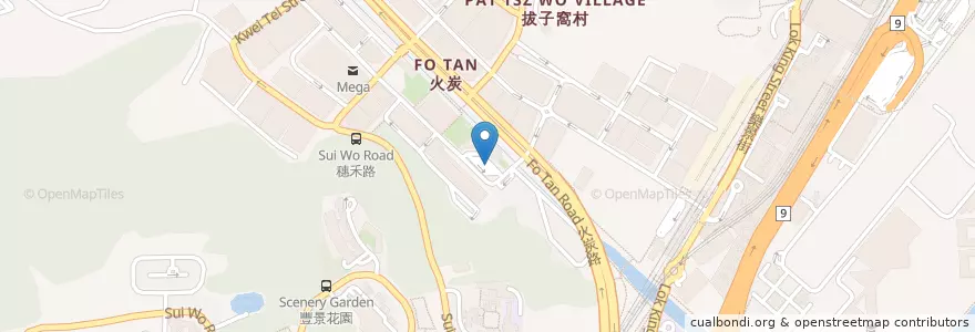 Mapa de ubicacion de 火炭（山尾街） Fo Tan (Shan Mei Street) en چین, گوانگ‌دونگ, هنگ‌کنگ, 新界 New Territories, 沙田區 Sha Tin District.