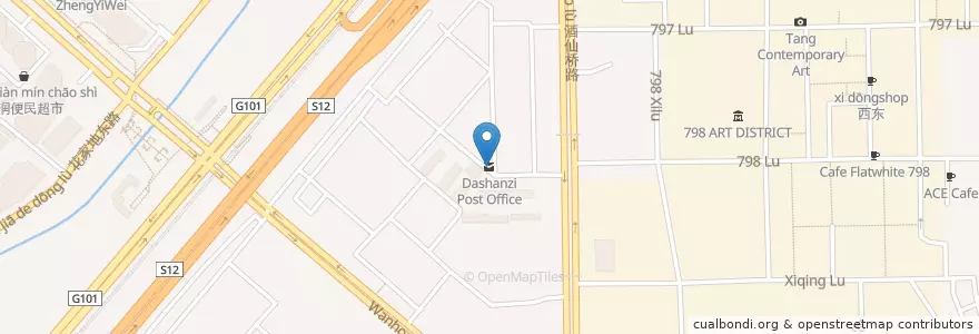 Mapa de ubicacion de Dashanzi Post Office en 中国, 北京市, 河北省, 朝阳区 / Chaoyang.