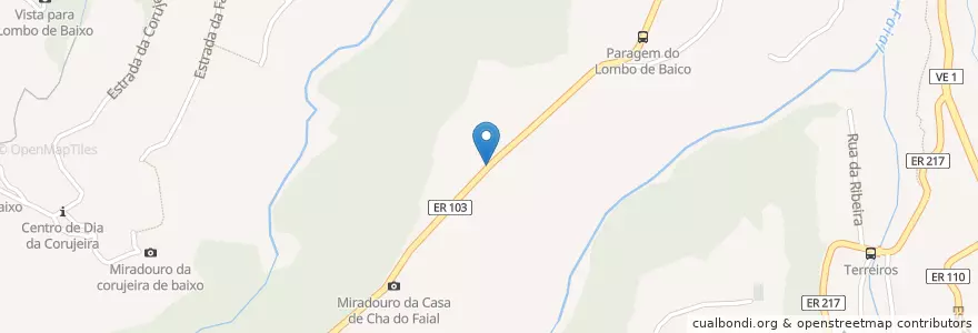 Mapa de ubicacion de Fontenário do Lombo de Baixo en Portugal, Santana, Faial.