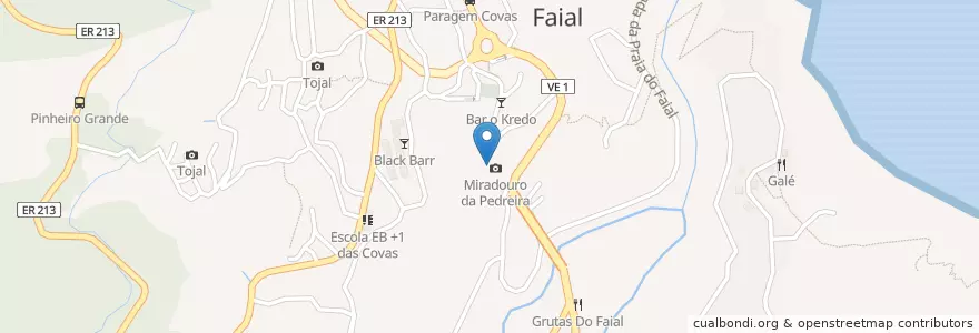 Mapa de ubicacion de Pedreira en Portugal, Santana, Faial.