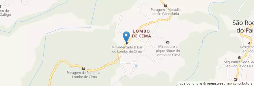 Mapa de ubicacion de Mini-Mercado & Bar do Lombo de Cima en 포르투갈, Santana, Faial.