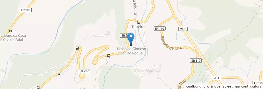Mapa de ubicacion de Nicho do Glorioso de São Roque en Portugal, Santana, Faial.