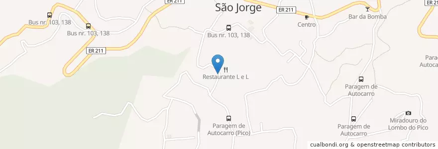 Mapa de ubicacion de Parque Estacionamento Restaurante L e L en Portugal, Santana, São Jorge.