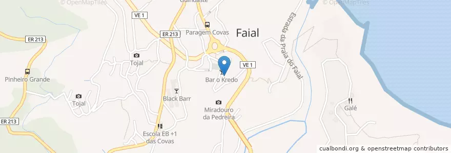 Mapa de ubicacion de Bar o Kredo en Португалия, Santana, Faial.