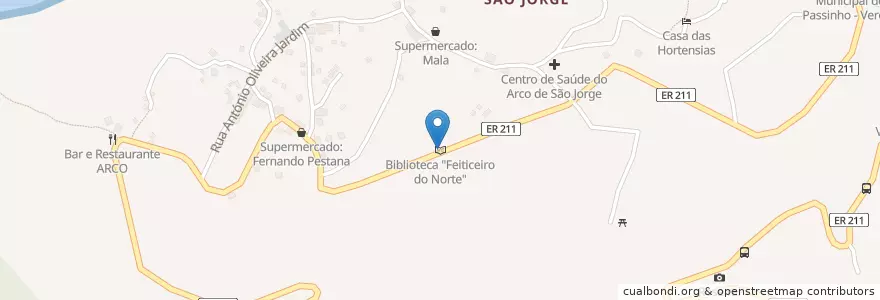 Mapa de ubicacion de Biblioteca "Feiticeiro do Norte" en Portogallo, Santana, Arco De São Jorge.