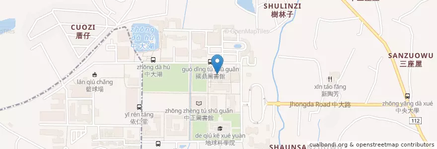 Mapa de ubicacion de 中央大學總圖書館 en Тайвань, Таоюань, Чжунли.
