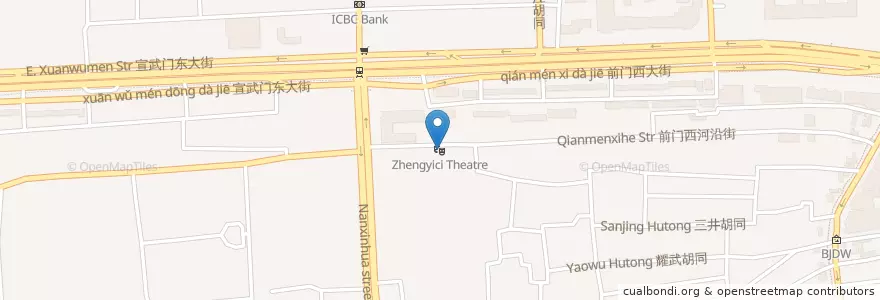 Mapa de ubicacion de Zhengyici Theatre en Cina, Pechino, Hebei, 西城区.
