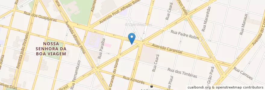 Mapa de ubicacion de Tabuleiro Cybercafé en ブラジル, 南東部地域, ミナス ジェライス, Região Geográfica Intermediária De Belo Horizonte, Região Metropolitana De Belo Horizonte, Microrregião Belo Horizonte, ベロオリゾンテ.