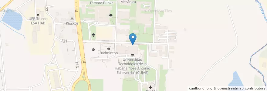 Mapa de ubicacion de Comedor Estudiantes CUJAE en Cuba, La Havane, Marianao.