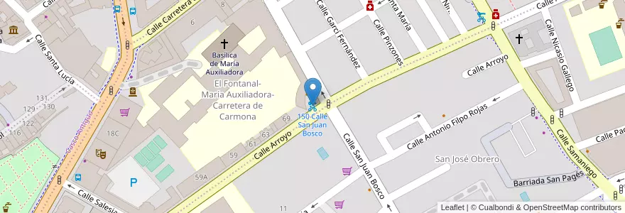 Mapa de ubicacion de 150 Calle San Juan Bosco en İspanya, Andalucía, Sevilla, Sevilla.
