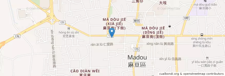 Mapa de ubicacion de 京城商業銀行 en 타이완, 타이난 시, 마더우구.