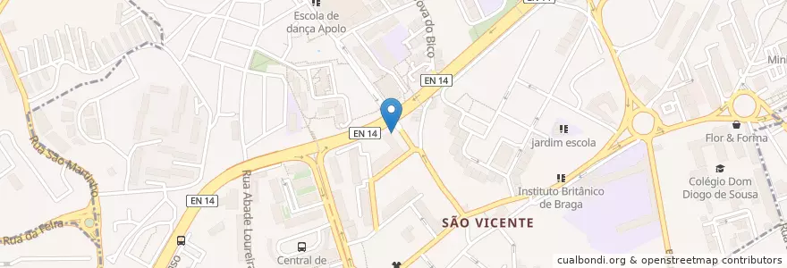Mapa de ubicacion de Pastelaria Gloria en Португалия, Северный, Braga, Каваду, Braga, São Vicente.
