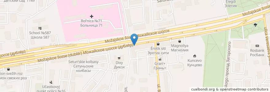 Mapa de ubicacion de Бинбанк en Russie, District Fédéral Central, Moscou, Западный Административный Округ, Можайский Район.