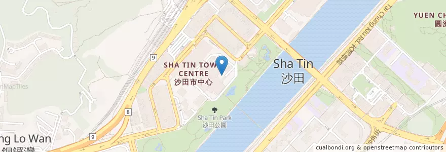 Mapa de ubicacion de 沙田大會堂停車場 Sha Tin Town Hall Car Park en Китай, Гуандун, Гонконг, Новые Территории, 沙田區 Sha Tin District.