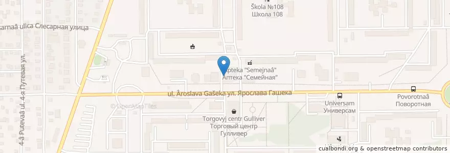Mapa de ubicacion de Аптека en Rusland, Federaal District Siberië, Омская Область, Омский Район, Городской Округ Омск.