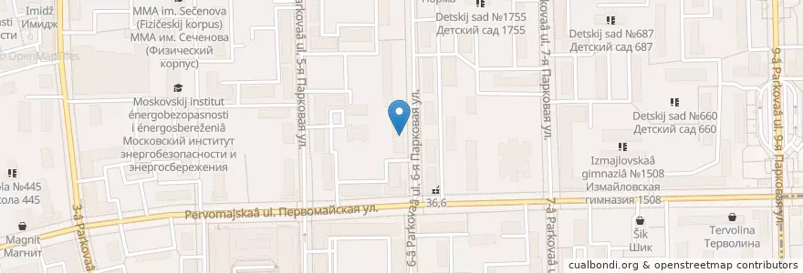 Mapa de ubicacion de Детский сад №960 en Rusia, Distrito Federal Central, Москва, Восточный Административный Округ, Район Измайлово.