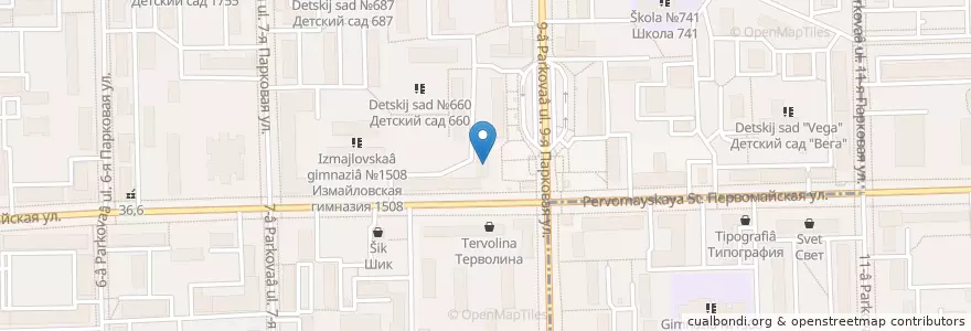 Mapa de ubicacion de Детский сад №2251 en Rússia, Distrito Federal Central, Москва, Восточный Административный Округ, Район Измайлово.