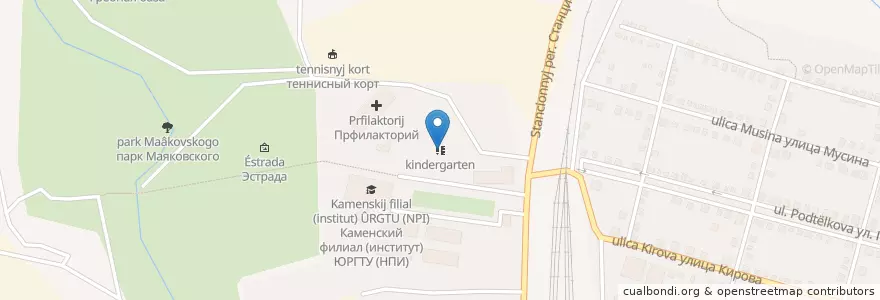 Mapa de ubicacion de kindergarten en Rússia, Distrito Federal Do Sul, Oblast De Rostov, Городской Округ Каменск-Шахтинский.
