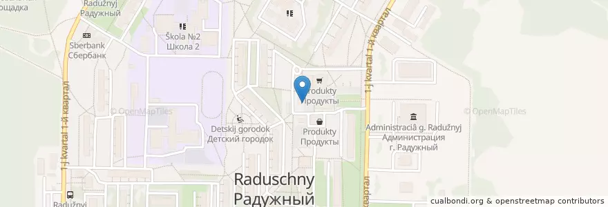 Mapa de ubicacion de Московский Индустриальный Банк en Russia, Central Federal District, Vladimir Oblast, Raduzhny.