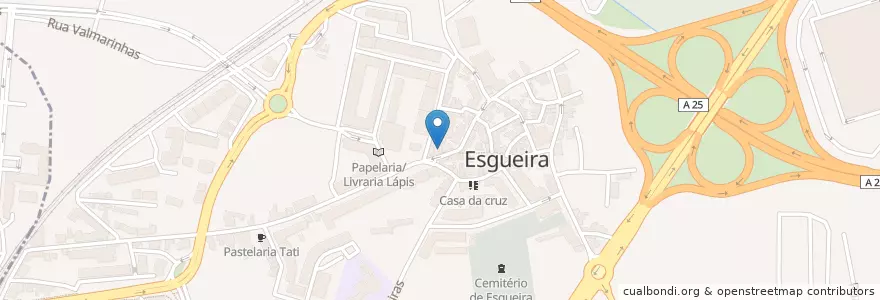 Mapa de ubicacion de Restaurante O Cruzeiro en البرتغال, آويرو, الوسطى, فوغا السفلى, آويرو, Esgueira.